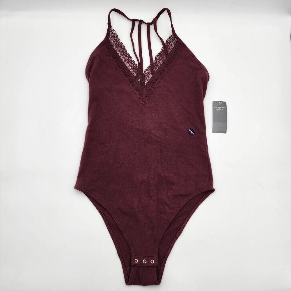 Abercrombie & Fitch Women's‎ Burgundy Bodysuit Size S New Top